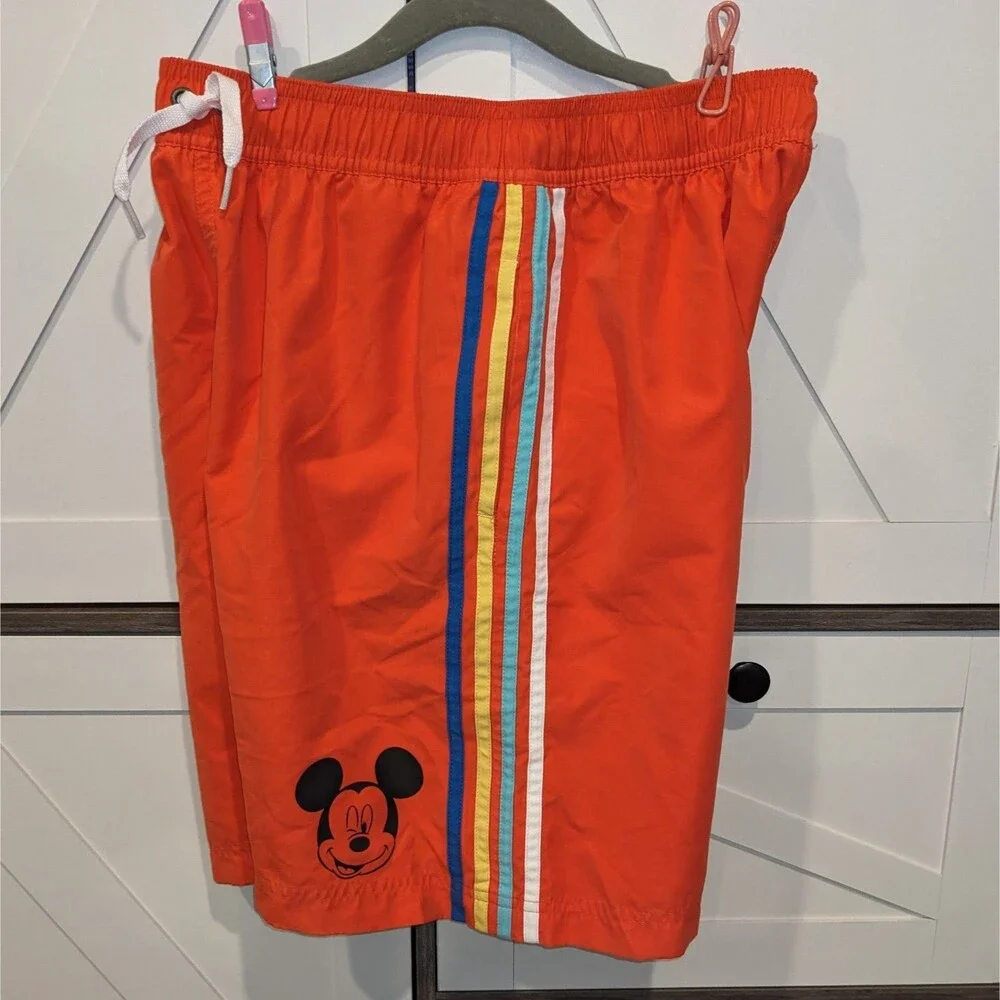 ❤ HANNA ANDERSSON Disney Mickey Mouse Swim Trunks Red Boys 14-16